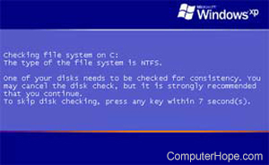 Windows XP startup scandisk