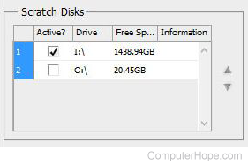 Scratch disks in Photoshop