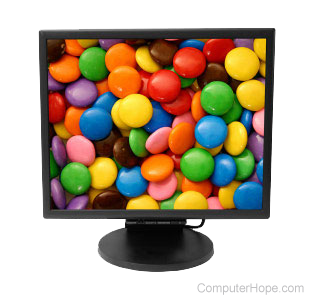 Example of a screensaver on a computer monitor.