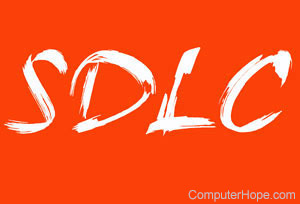 SDLC in white lettering on red background.