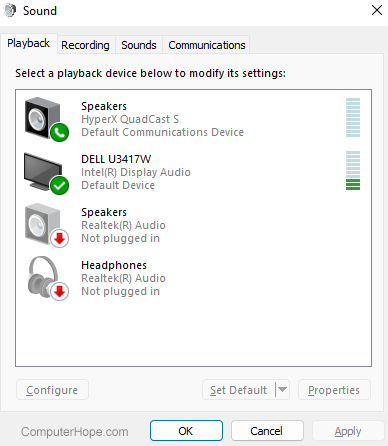 Sound settings in Windows 11.