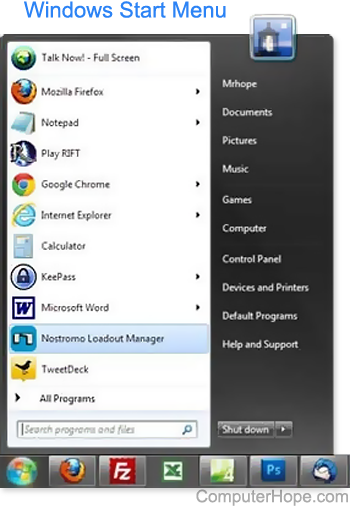 what is the purpose of a start menu