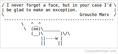 Standard output of fortune piped to cowsay