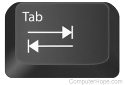 Tab key with left and right arrows.
