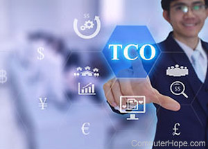 Man touching digital TCO icon with his finger