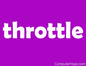 throttle in white lettering on purple background.