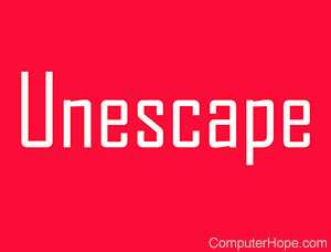 Unescape in white lettering on red background.