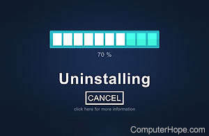 Uninstalling progress bar at 70% with cancel button