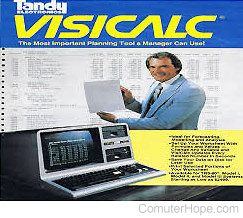 Old advertisement for the Tandy Visicalc.