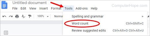 Word Count feature in Google Docs