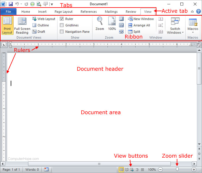 Diagramma del documento di Microsoft Word