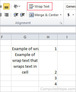 Option „Text umbrechen“ in Microsoft Excel.