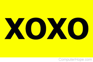 XOXO in black lettering on yellow background.