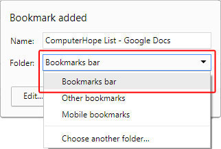 Pin auf Bookmarks