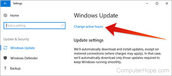 In your Windows Update settings, choose Change active hours.