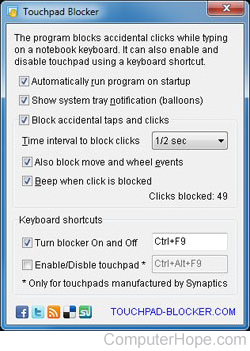 Touchpad blocker