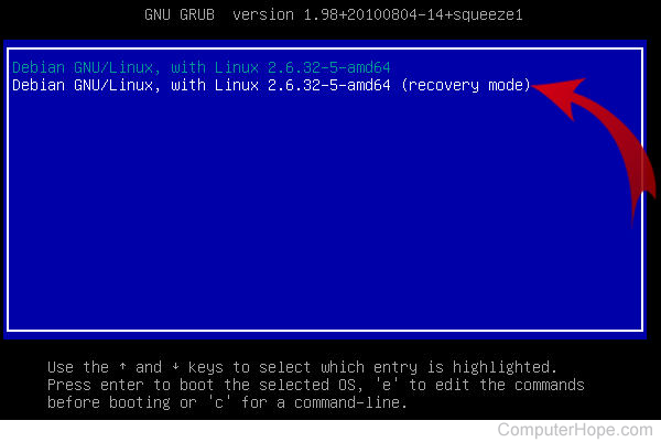 To boot into single-user mode, select Recovery Mode from the boot menu.